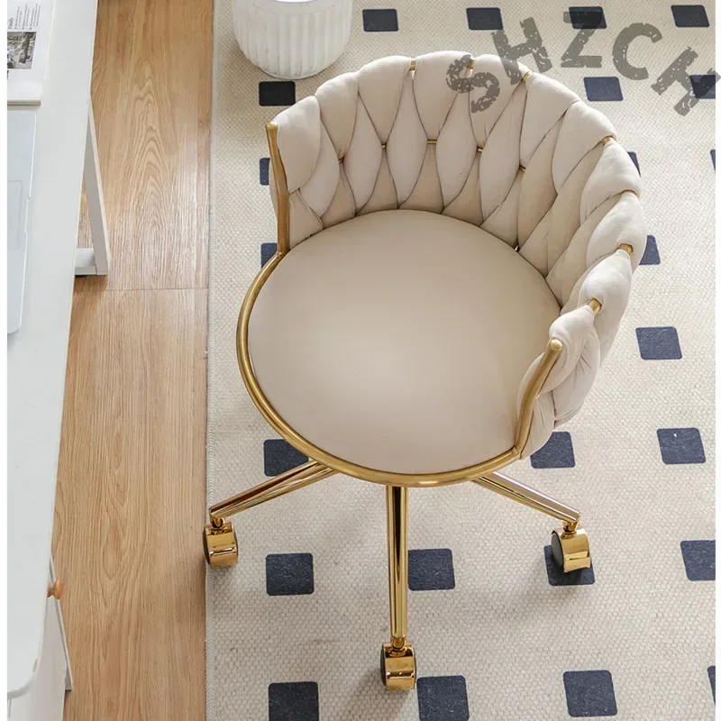 Beauty Makeup Table - Ergonomic Velvet Upholstered Makeup Chair for