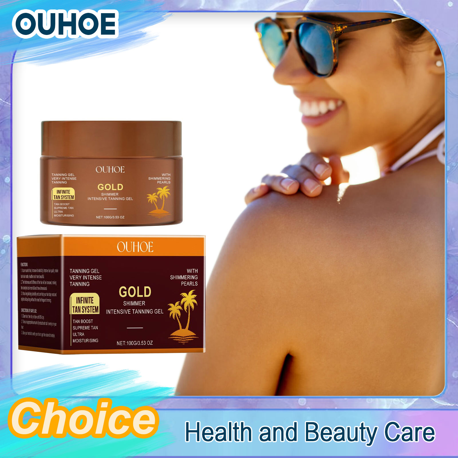 Body Shimmer Lotion - Tanning Accelerator Cream Bronzer Outdoor Seaside