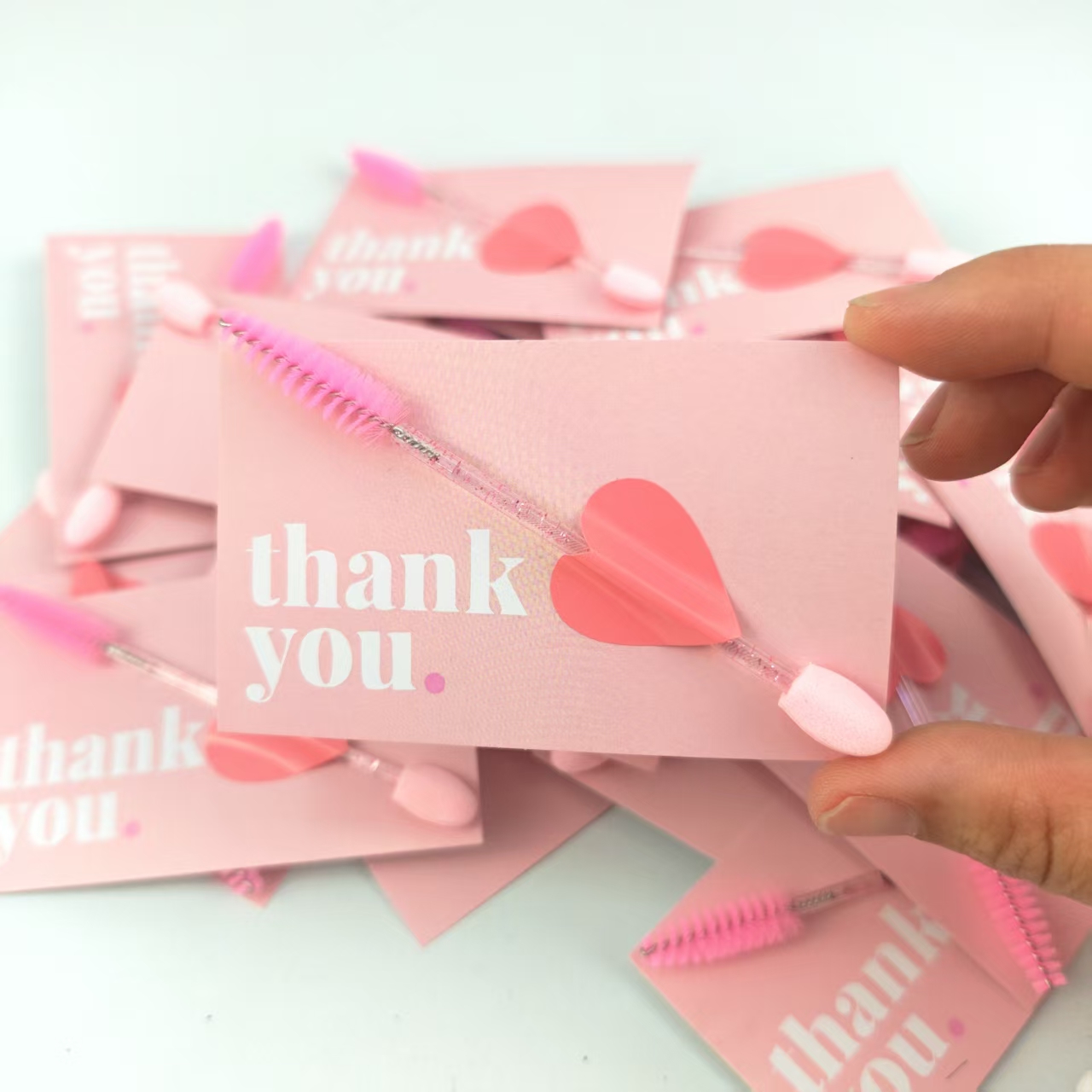 Beauty Makeup Background - Eyelash Extension Client Thank You Cards