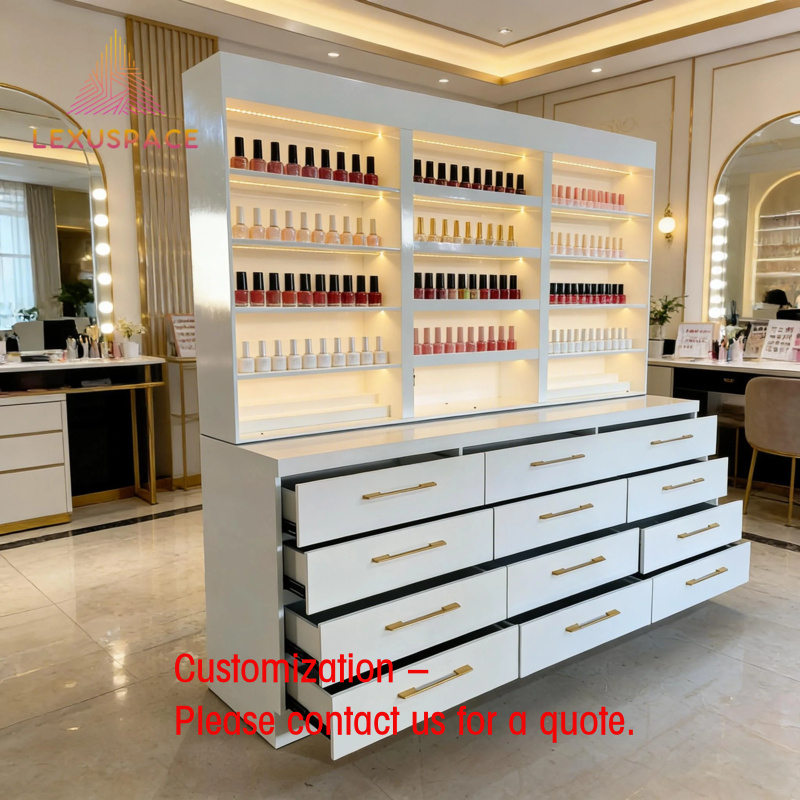 Beauty Makeup Store - custom.Wood Shelf Display Rack Barber Shop