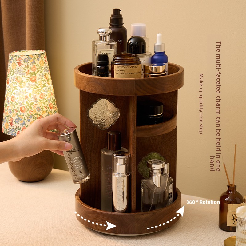 Solid Wood Rotating Makeup Org - Beauty Makeup Table ulasan dan harga