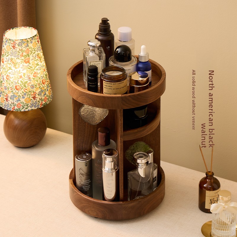 Solid Wood Rotating Makeup Org - Beauty Makeup Table ulasan dan harga