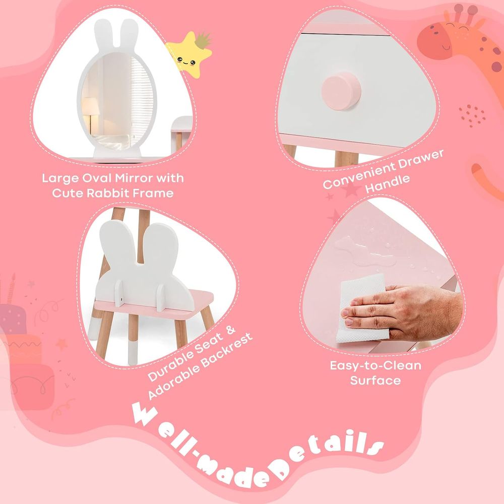 EY Kids Vanity, Rabbit Themed  - Beauty Makeup Table ulasan dan harga