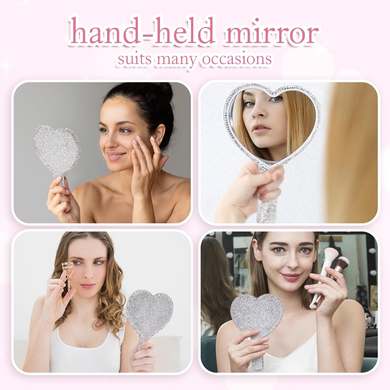 Diamond Handheld Makeup Mirror - Beauty Love Makeup ulasan dan harga