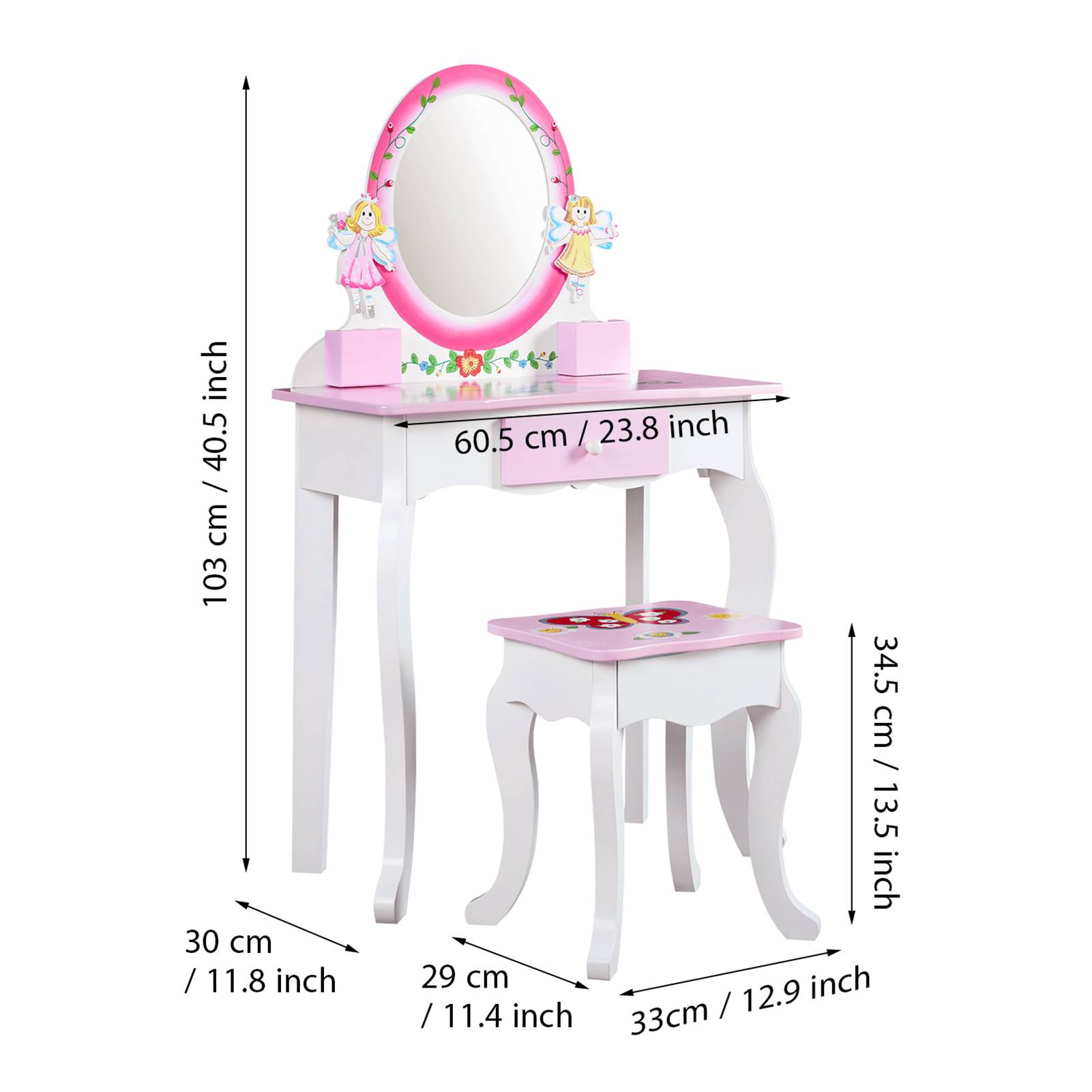 Kids Vanity Set Floral Printed - Beauty Makeup Table ulasan dan harga