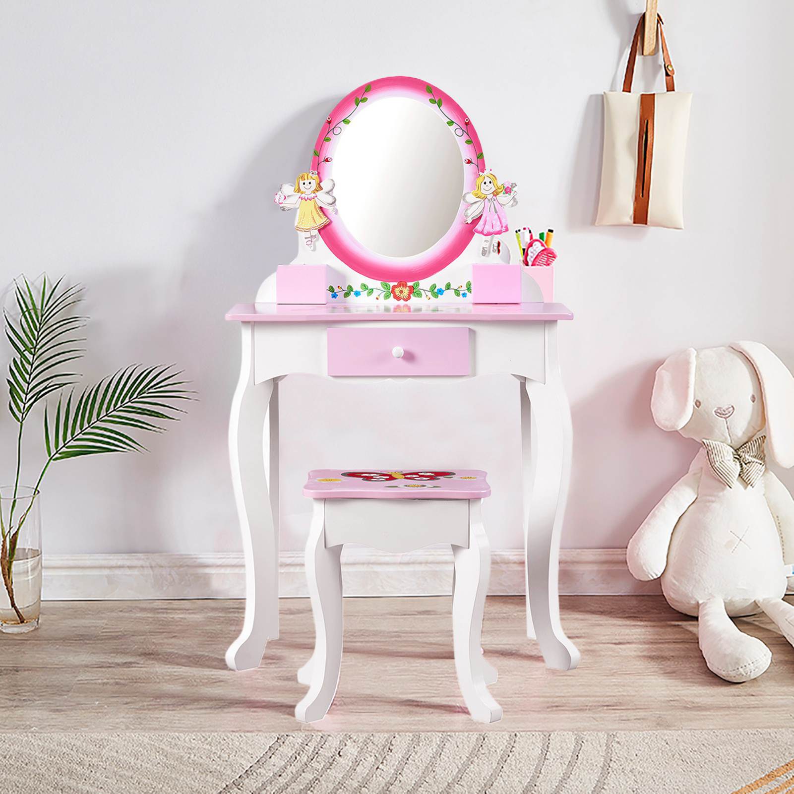 Kids Vanity Set Floral Printed - Beauty Makeup Table ulasan dan harga