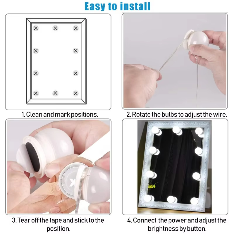 10 LED Vanity Mirror Light Bul - Beauty Makeup Light ulasan dan harga