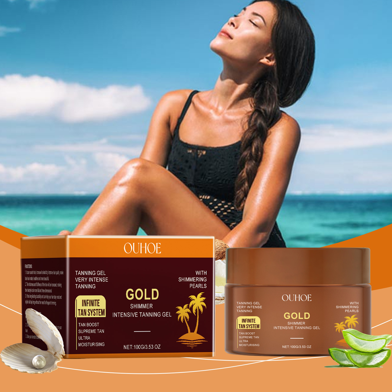 Tanning Accelerator Cream Bron - Body Shimmer Lotion ulasan dan harga