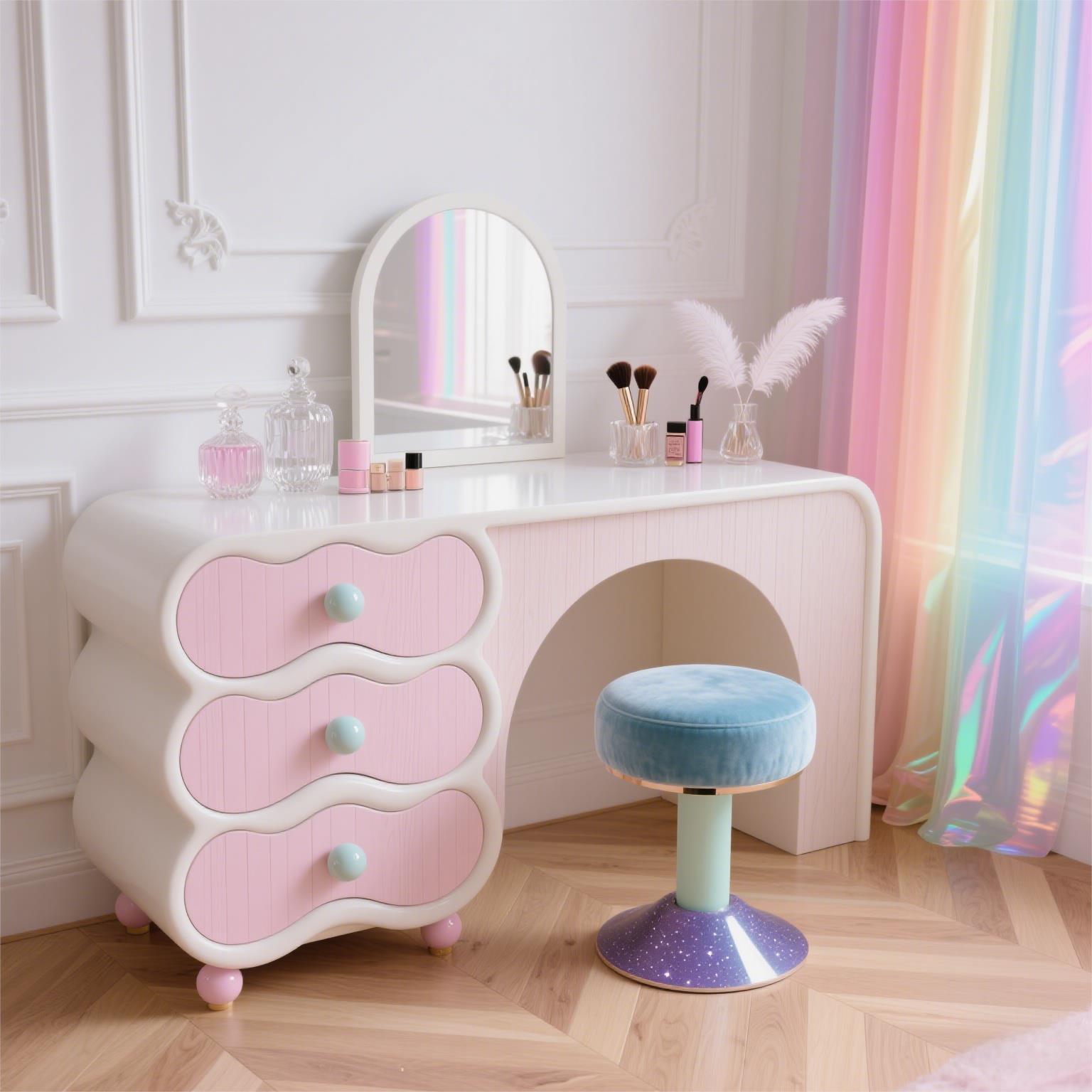 Pink Desgin Vanity Table Women - Beauty Makeup Table ulasan dan harga