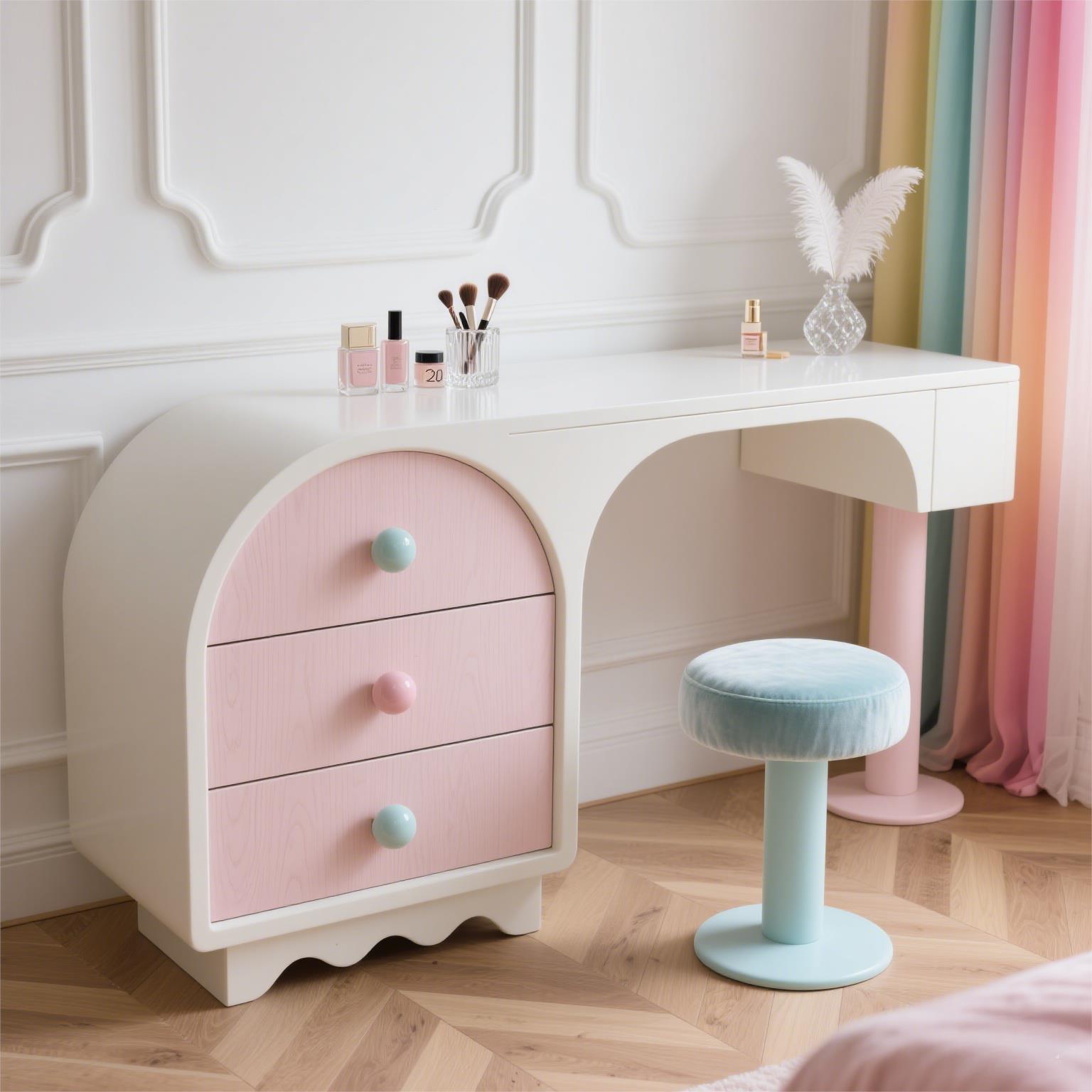 Pink Desgin Vanity Table Women - Beauty Makeup Table ulasan dan harga