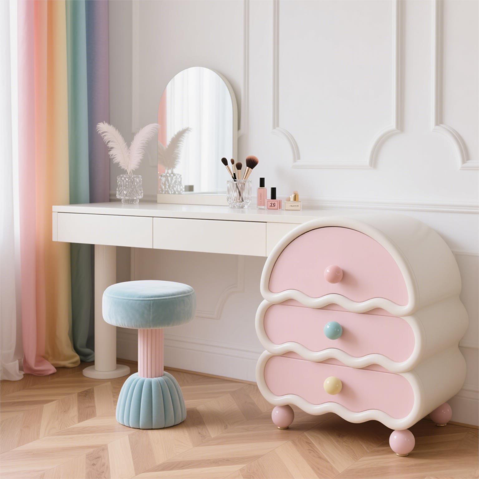 Pink Desgin Vanity Table Women - Beauty Makeup Table ulasan dan harga