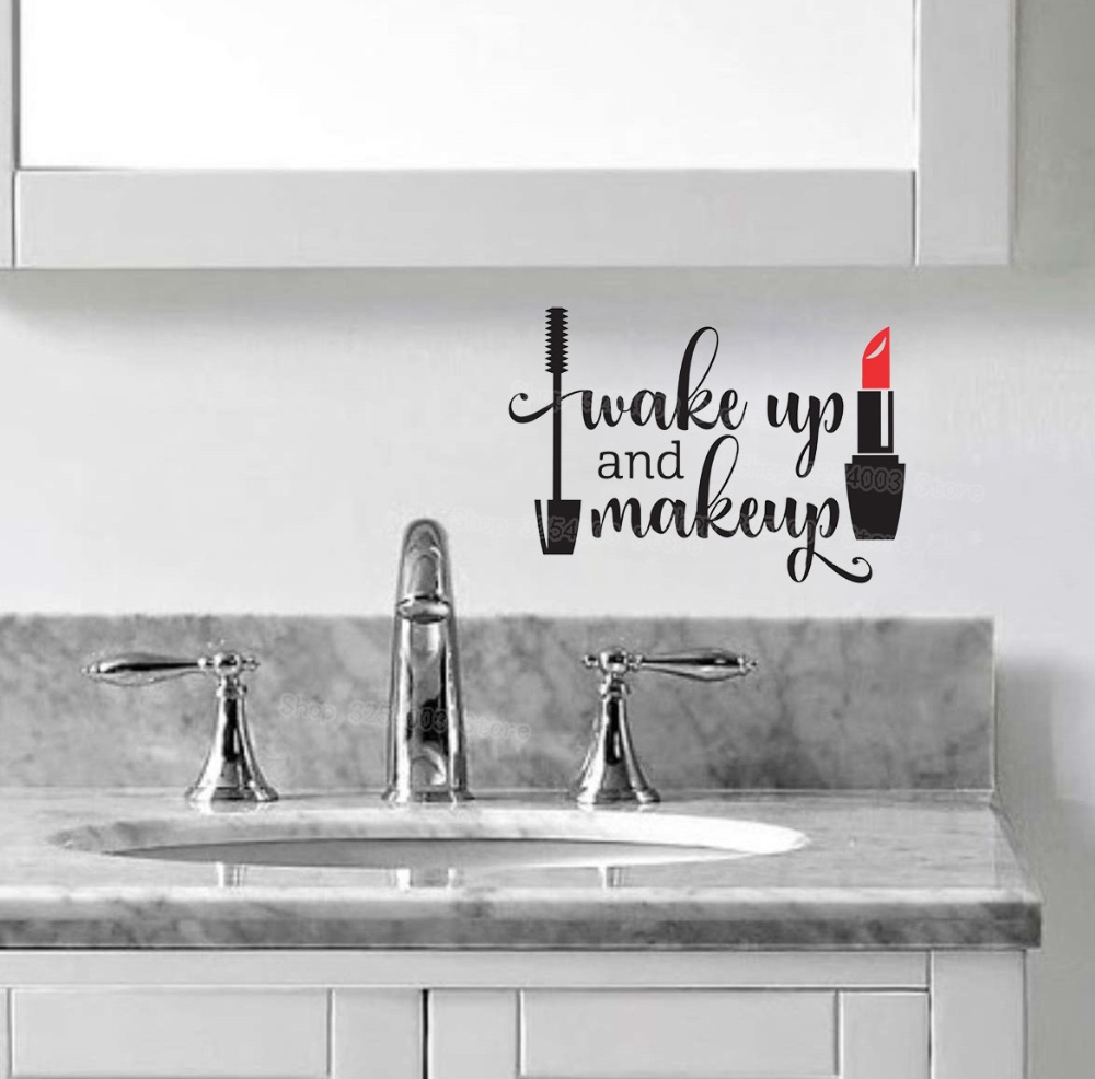 Wake Up and Makeup Vinyl Wall  - Beauty Makeup For Girl ulasan dan harga