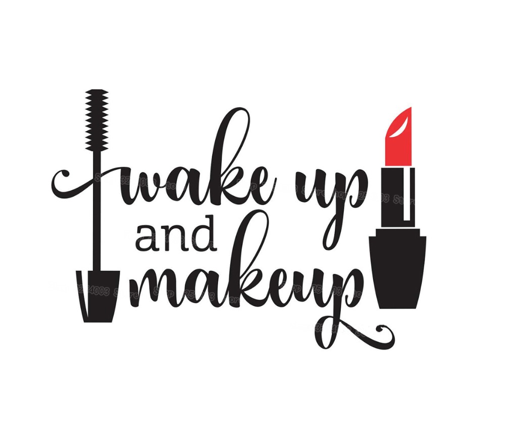 Wake Up and Makeup Vinyl Wall  - Beauty Makeup For Girl ulasan dan harga