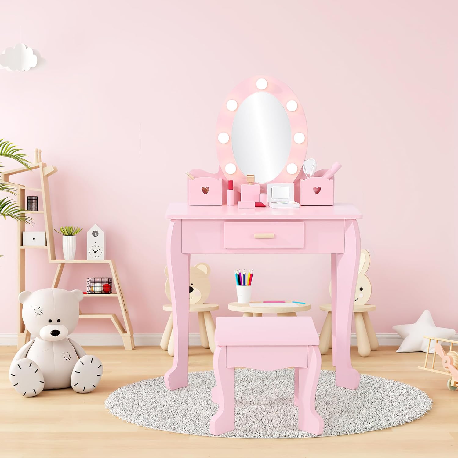 Kids Dressing Table and Stool  - Beauty Makeup Table ulasan dan harga
