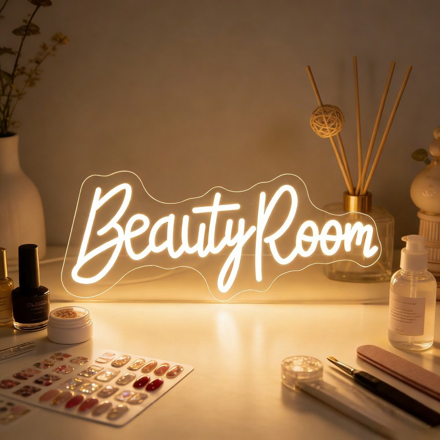 Beauty Room Neon Sign LED Marq - Beauty Makeup Table ulasan dan harga