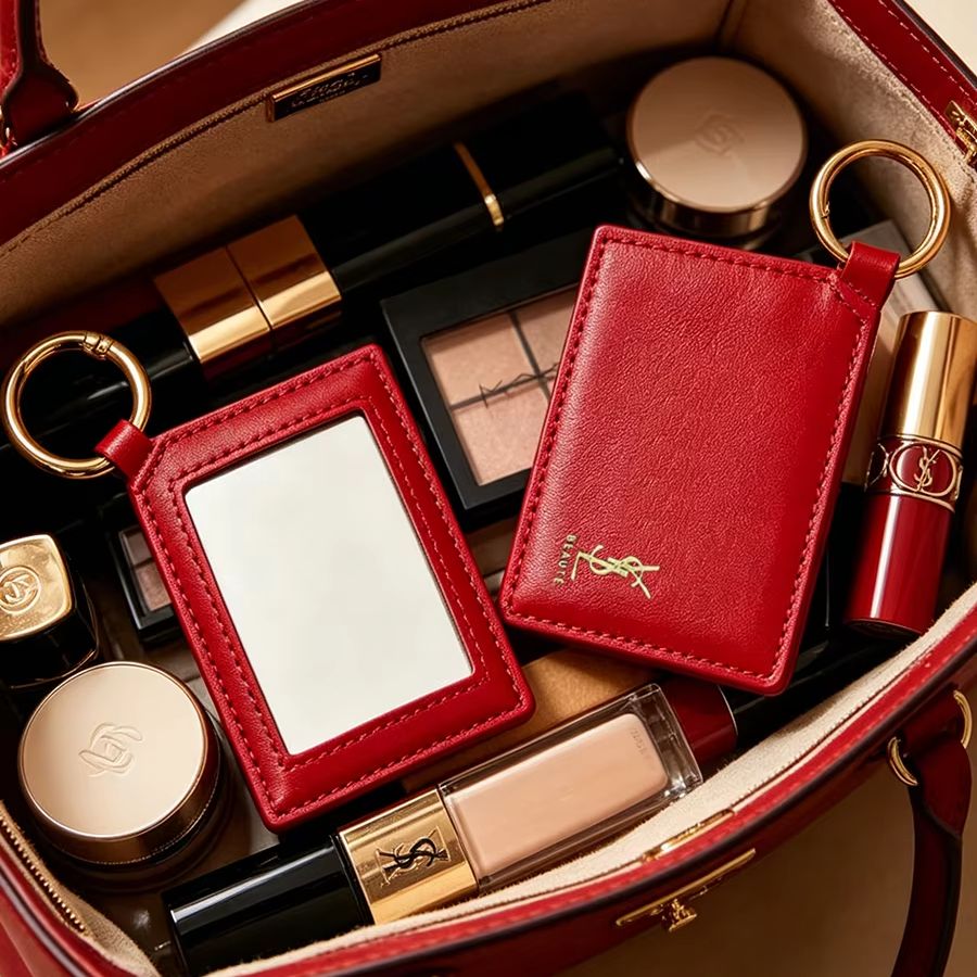 YSL Red Leather Square Mini Po - Ysl Beauty Makeup ulasan dan harga