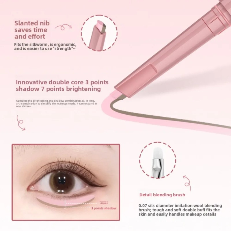 Korean 2in1 Lying Silkworm Pen - Eyeshadow Glitter Pigment ulasan dan harga