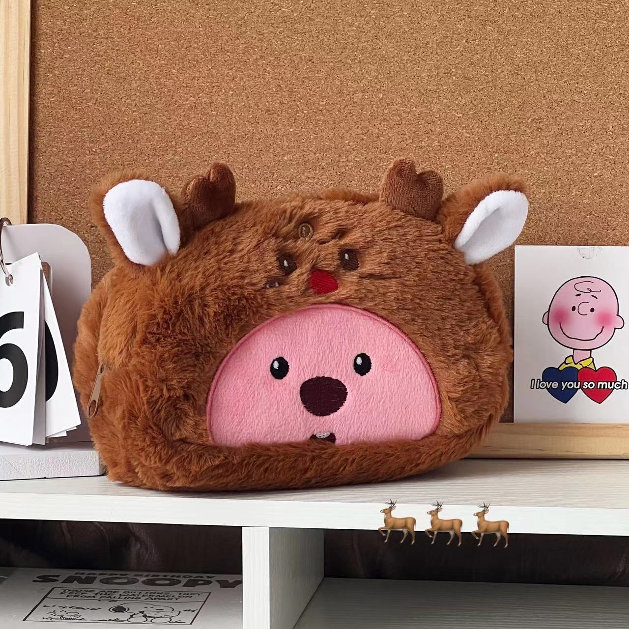 Cartoon Plush Pencil Bag Stude - Beauty Makeup Case ulasan dan harga