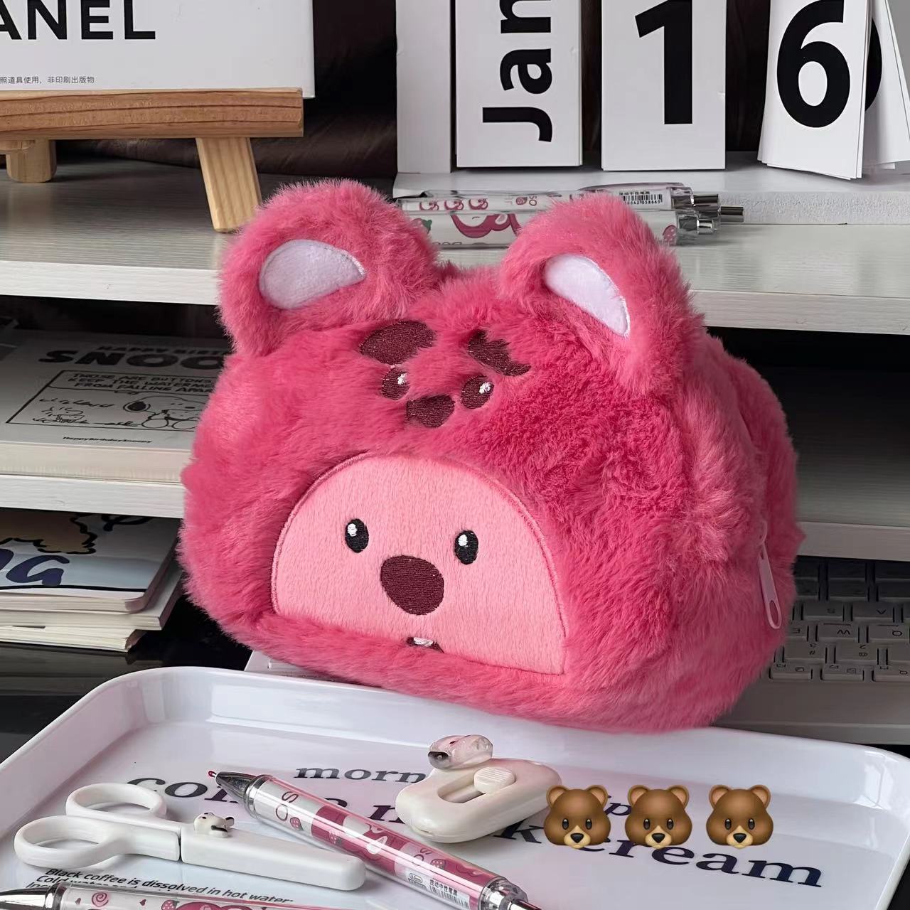 Cartoon Plush Pencil Bag Stude - Beauty Makeup Case ulasan dan harga